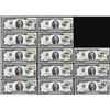Image 1 : Lot of (13) Consecutive 1976 $2 Federal Reseve Notes w/ First Day of Issue Stamps