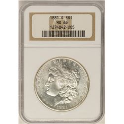 1881-S $1 Morgan Silver Dollar Coin NGC MS65