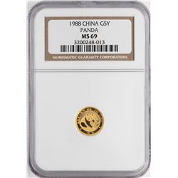 1988 China 1/20 oz Gold 5 Yuan Panda Coin NGC MS69