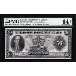 1927 $50 Royal Bank of Canada Montreal PMG Choice Uncirculated 64EPQ