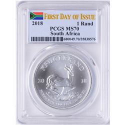 2018 South Africa Krugerrand Silver Coin PCGS MS70 First Issue