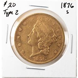 1876-S $20 Type 2 Liberty Head Double Eagle Gold Coin