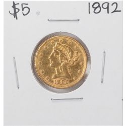 1892 $5 Liberty Head Half Eagle Gold Coin