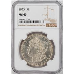 1893 $1 Morgan Silver Dollar Coin NGC MS63