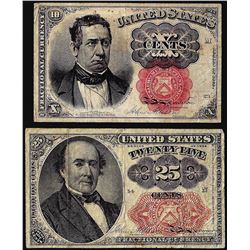 Lot of 1874 Fifth Issue 10 Cent and 25 Cent Fractional Currency Notes