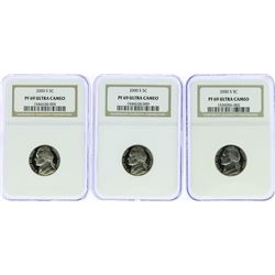 Lot of (3) 2000-S Jefferson Nickel Coins NGC PF69 Ultra Cameo