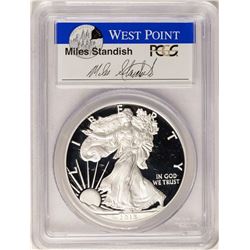 2015-W $1 Proof American Silver Eagle Coin PCGS PR70DCAM W/Miles Standish Signature
