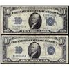 Image 1 : Lot of (2) 1934C $10 Silver Certificate Notes