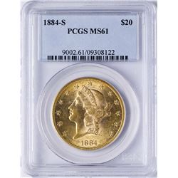 1884-S $20 Liberty Head Double Eagle Gold Coin PCGS MS61