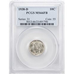 1938-D Mercury Dime Coin PCGS MS66FB