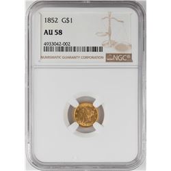 1852 $1 Liberty Head Gold Coin NGC AU58