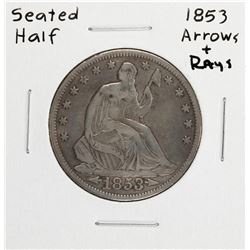 1853 Arrows & Rays Seated Liberty Half Dollar Coin