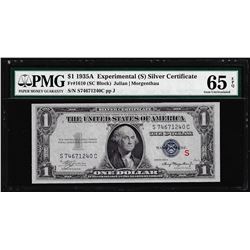 1935A $1 Experimental "S" Silver Certificate Note Fr.1610 PMG Gem Uncirculated 65EPQ