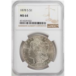 1878-S $1 Morgan Silver Dollar Coin NGC MS64