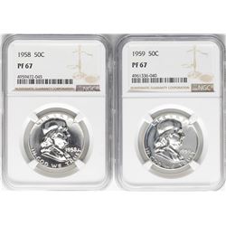 Lot of 1958 & 1959 Franklin Half Dollar Coins NGC PF67