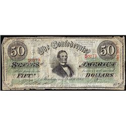1863 $50 Confederate States of America Note