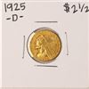 Image 1 : 1925-D $2 1/2 Indian Head Quarter Eagle Gold Coin