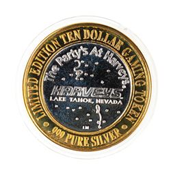 .999 Fine Silver Harveys Resort Lake Tahoe, Nevada $10 Limited Edition Gaming Token