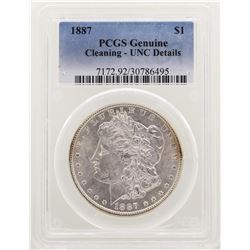 1887 $1 Morgan Silver Dollar Coin PCGS Unc Details