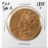 Image 1 : 1875-S $20 Type 2 Liberty Head Double Eagle Gold Coin