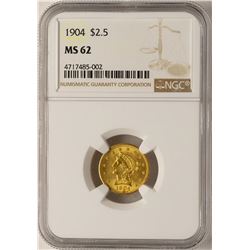 1904 $2 1/2 Liberty Head Quarter Eagle Gold Coin NGC MS62