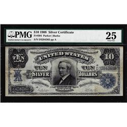 1908 $10 Tombstone Silver Certificate Note Fr.304 PMG Very Fine 25
