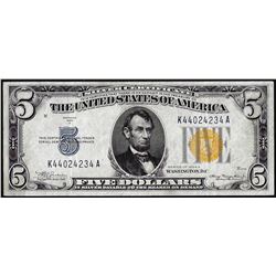 1934A $5 North Africa WWII Emergency Issue Silver Certificate Note