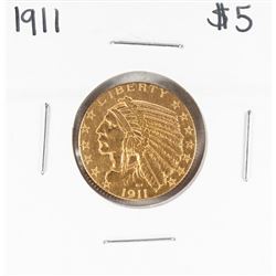 1911 $5 Indian Head Half Eagle Gold Coin