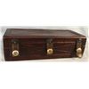 Image 1 : F. A. Meanea, Cheyenne, WY, leather shaving box, 9" x 3"