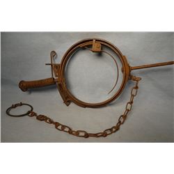 Bigelow rd. spring trap, racoons, mink, rabbits. Bigelow Trap Co, Ohio.  5 1/2" diameter”, ca.1960.