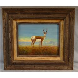 Cheek, C. R. oil on canvas, Prairie Pronghorn, 8" x 10