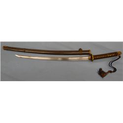 Ornate Japanese sword w/sheath, 26” blade, marked “2600th Year of the Imperial reign”