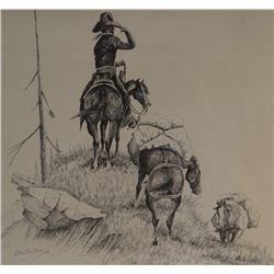 Cuts The Rope, Clarence, origina pen/ink, Look Out Point, 1972, 12" x 18"