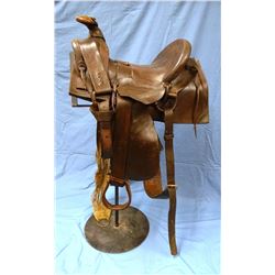 E. J. Owenhouse Montana Territory saddle, Sam Stagg rigged, Cheyenne roll seat, half seat style, all