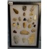 Image 1 : Tray of 23 artifacts, 4 knives, 1 drill, 10 arrowheads, 8 scrapers, 12"x 8", Sun River Drainage, MT