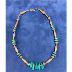 Turquoise and sterling silver beaded necklace