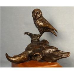 Fellows, Fred, CAA, bronze, Owl & Buffalo Skull, 5” t x 5” w, 24/100