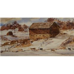 Spurgeon, Carol (Great Falls, MT) watercolor, The Armington Barn, 10.5” x 20.5”