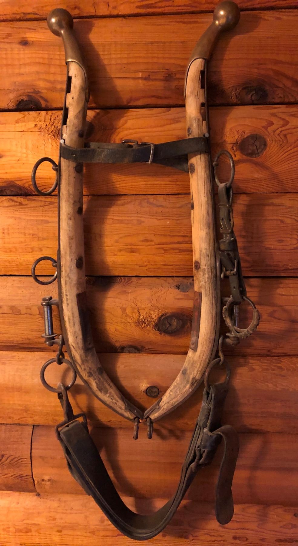 Horse collar hames with brass balls