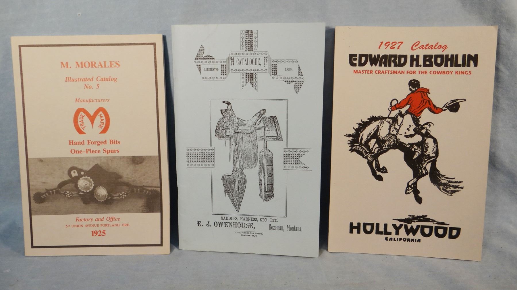 3 repro western catalogs, M. Morales, Edward Bohlin & A. J. Owenhouse