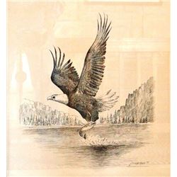 Cuts The Rope, Clarence, pen/ink, Eagle, 1979, 18" x 24"