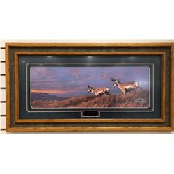 Pickthorn, Nadine signed print, Born To Run- Pheasants, AP 4/50, 10" w x 28" h, framed