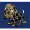 ITALIAN ENAMELED 18K GOLD DOG PIN with diamonds a