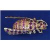 18K GOLD BUG PIN with rubies 41mm long