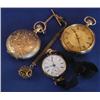 Image 1 : GROUP OF 3 14K GOLD LADIES POCKET WATCHES, one ma