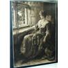 Image 1 : HERBERT DICKSEE ETCHING lady with dog at window