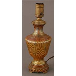 ART GLASS TABLE LAMP probably Durand, 11 overall