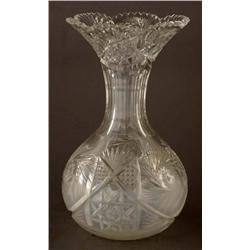 LARGE AMERICAN BRILLIANT CUT GLASS VASE, 13 1/2 h