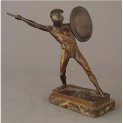 R. BUHNER BRONZE FIGURE classical soldier, 9 high