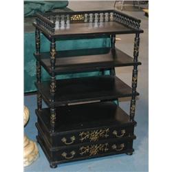 VICTORIAN EBONIZED CANTERBURY with drawer